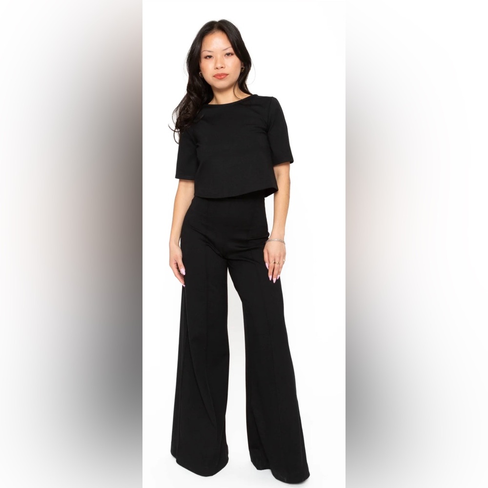 NEW RIPLEY RADER ponte knit wide leg pant in black